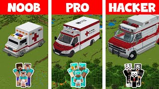Minecraft FAMILY AMBULANCE HOUSE BUILD CHALLENGE - NOOB vs PRO vs HACKER | Animation