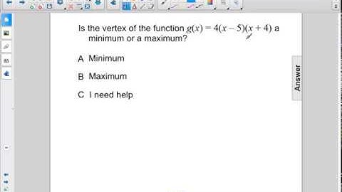 Algebra I Non Linear Functions Graph Quad X Int Pt 2 Q33