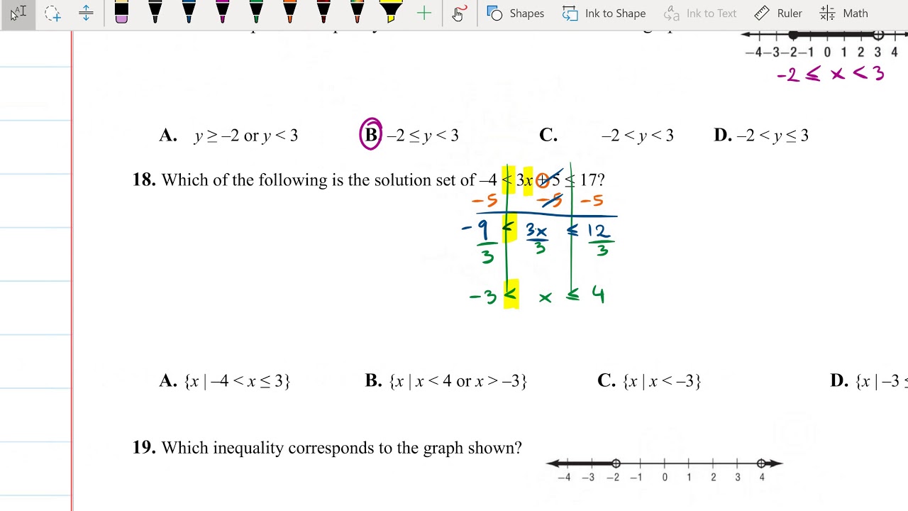 Math I Unit 2 Practice Test Problem 14-26 - YouTube