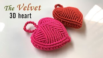 Macrame keychain tutorial: how to make the Velvet 3D heart - Hướng dẫn làm móc khóa trái tim 3D