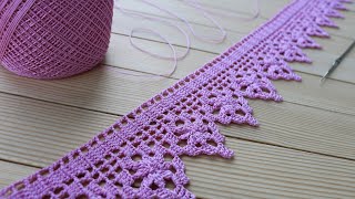 КАЙМА крючком МАСТЕР-КЛАСС вязание ленточного кружева СХЕМА Crochet Ribbon Lace Border Tutorial