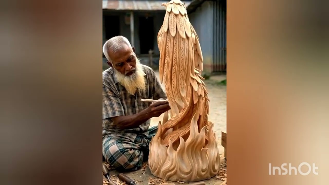 Village Artist Creates Epic Arm Wrestling Wood Sculpture 💪🔥 | Handcrafted Masterpiece