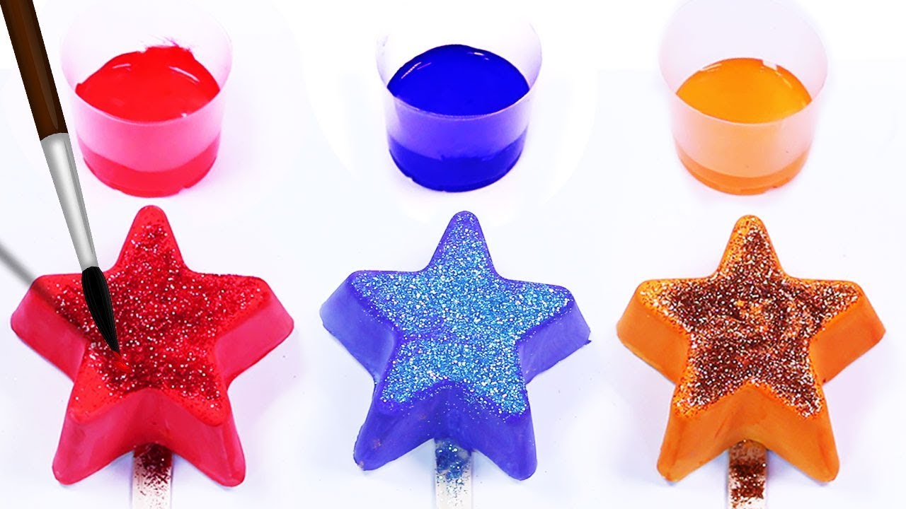 Learn Colors With Stars Brush Painting Sprinkle Glitters Finger Family