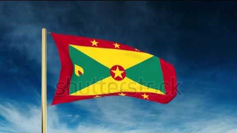 Grenada flag slider style. Waving in the win with cloud background animation Stock video by