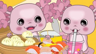 Mukbang Animation Axos Flavor Feast Dumplings, Sushi, And Boba Bliss
