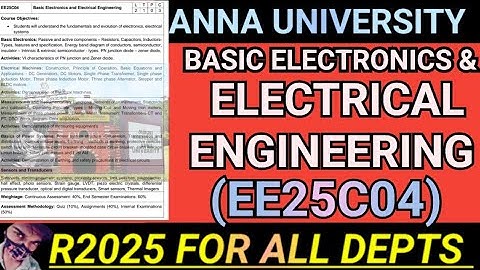 Basic Electronics & Electrical Engineering Regulation 2025 Anna University | EE25C04 #ee25c04 #r2025
