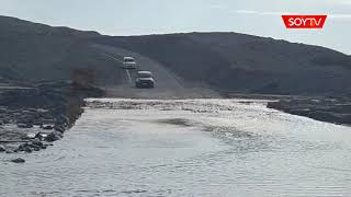 Tarapacá: desborde de río nuevamente deja cortada ruta que une Huara con Camiña