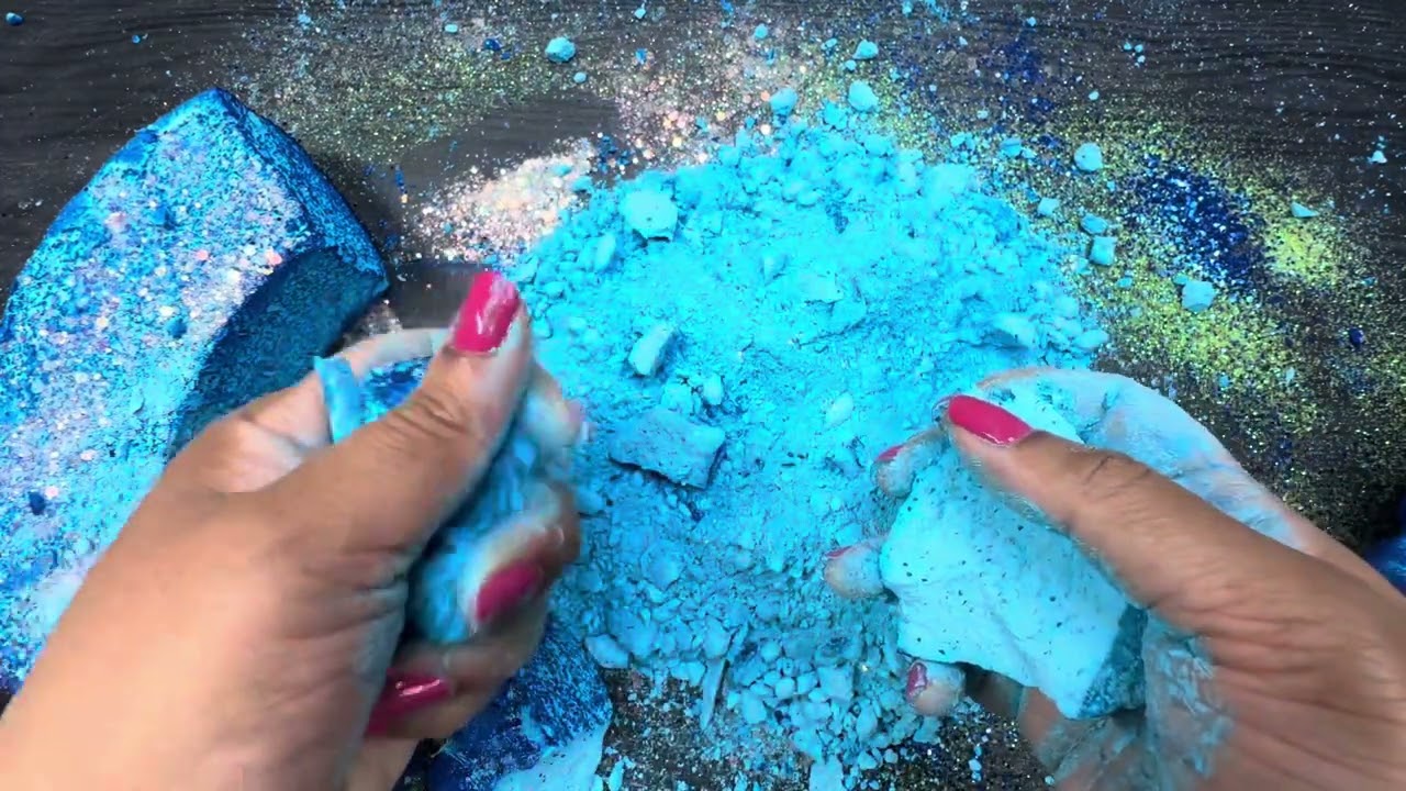ASMR | Crispy Blue Crush | Oddly Satisfying | Stress Relief | Sleep Aid | Powder Play