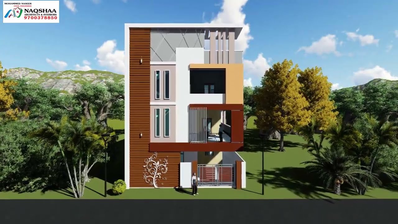 MOHAMMED IMRAN || G+2 Building Elevation Design In 3d || MOHAMMED NASEER