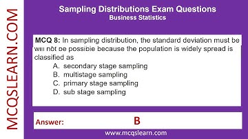 Sampling Distributions MCQs Question Answer | Class 12 | Sampling Distributions Notes PDF | Ch 8 MCQ
