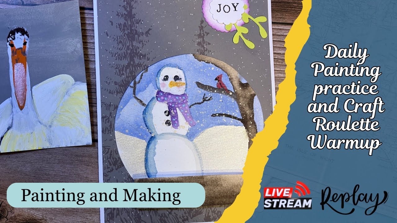 Daily Painting and Craft Roulette warmup card making - YouTube