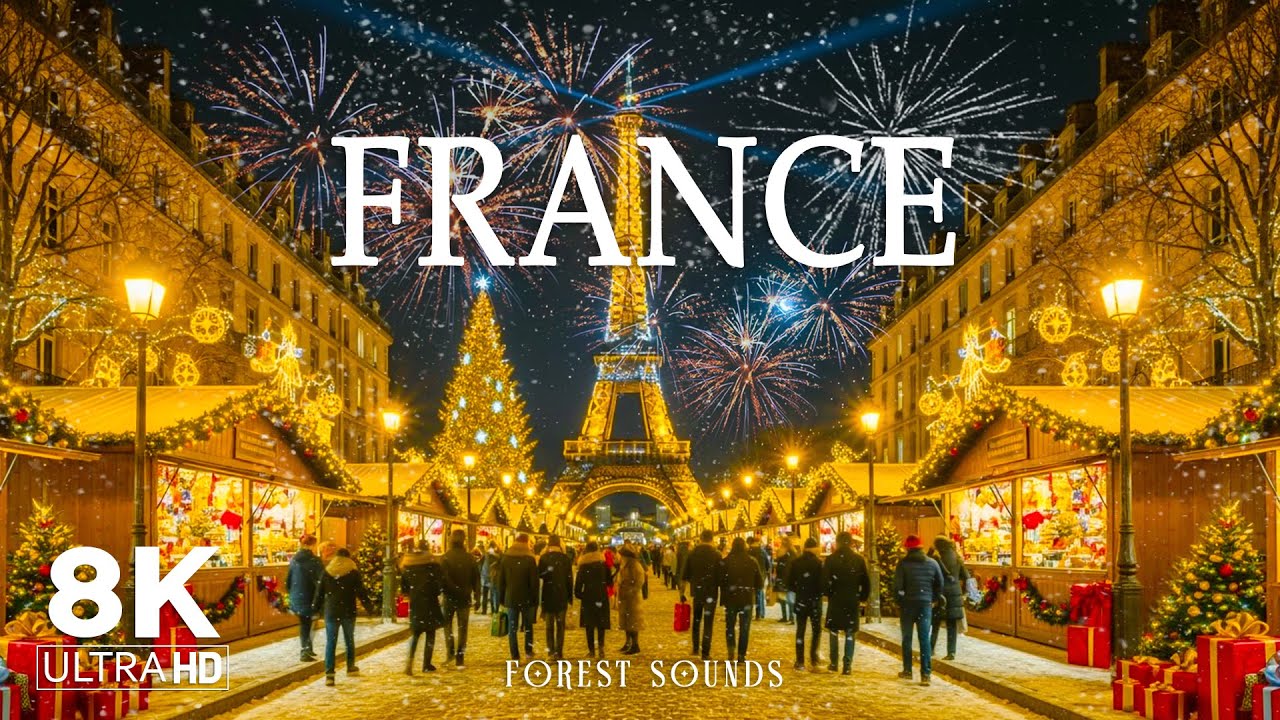 France Winter Christmas 8K 🎄 Snowy Villages, Festive Lights & Seasonal Beauty