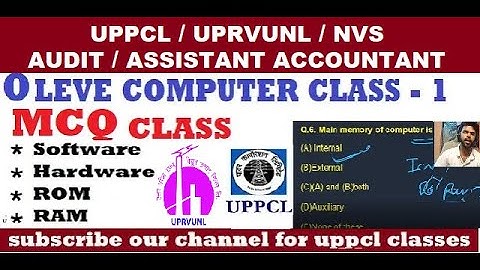 Computer for UPRVUNL, UPPCL ASSISTANT ACCOUNT MCQ CLASS 1, UPRVUNL, COMPUTER PREVIOUS YEAR PAPER