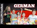 GERMAN FOOD TASTE TEST | AMERICANS TRY SNACKS & CANDY from GERMANY | PHILLIPS FamBam Taste Test