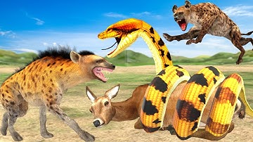 IMPALA BABY TRIES ESCAPING PYTHON & HYENA | Giant Snake Vs Hyena attack Baby Deer Animal Revolt Tv