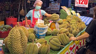Lots of Customers!! Durian Cutting Master, Fruits Cutting Skills - Thai Street Food