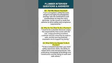 PLUMBER INTERVIEW QUESTIONS & ANSWERS! #jobinterview #plumber