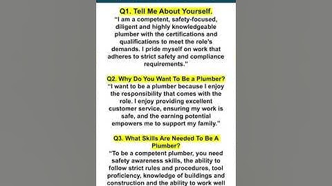 PLUMBER INTERVIEW QUESTIONS & ANSWERS! #jobinterview #plumber