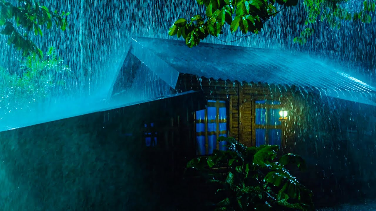 Heavy Stormy Night to Sleep Instantly | Thunderstorm, Huge Rainstorm on Metal Roof & Mighty Thunder