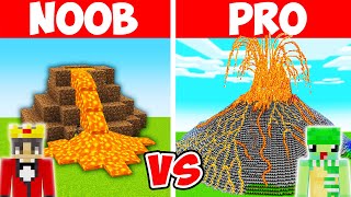 Minecraft NOOB vs PRO: GIANT VOLCANO HOUSE BUILD CHALLENGE