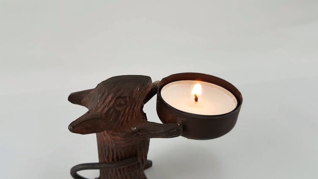 Cast iron garden mouse candle holder YouTube