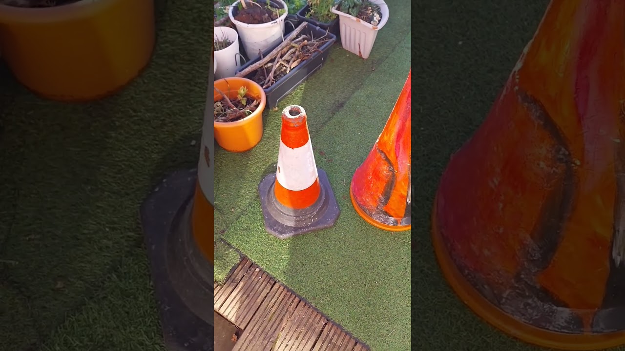 up cycling project. creating fox from traffic cones. 