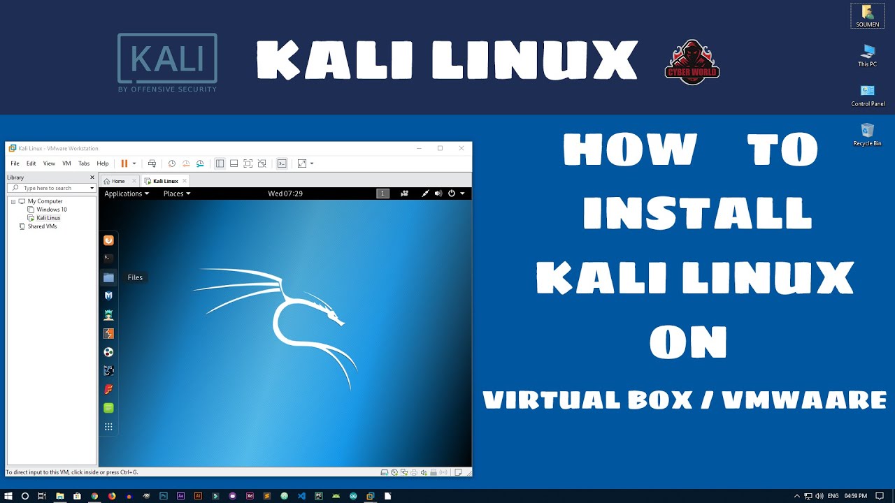 How to install Kali Linux on Windows 10 using vmware/VirtualBox - YouTube