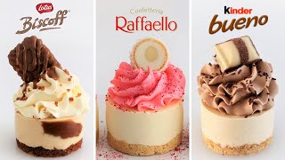 3 AMAZING Mini Cheesecakes Biscoff Kinder Bueno Raffaello DESSERT COMPILATION Stable Whipped Cream