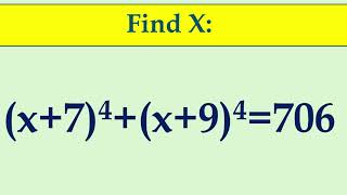 Solve the Polynomial equation (x+7)^4 + (x+9)^4 = 706 |Step-by-Step|