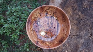 Spalted Oak Crotch Bowl  & New method for cracked wood