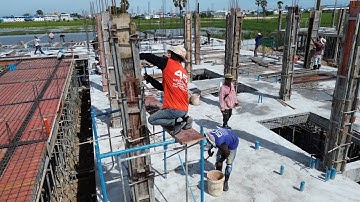 Concrete Column Construction Process | Traditional Timber Formwork | Reinforcement | Shuttering Work