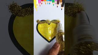 yellow Heart ✨🩷✨Glitter Art 🎨 #glitter #glitterart #heart #yellow  #color #coloringpages #short8