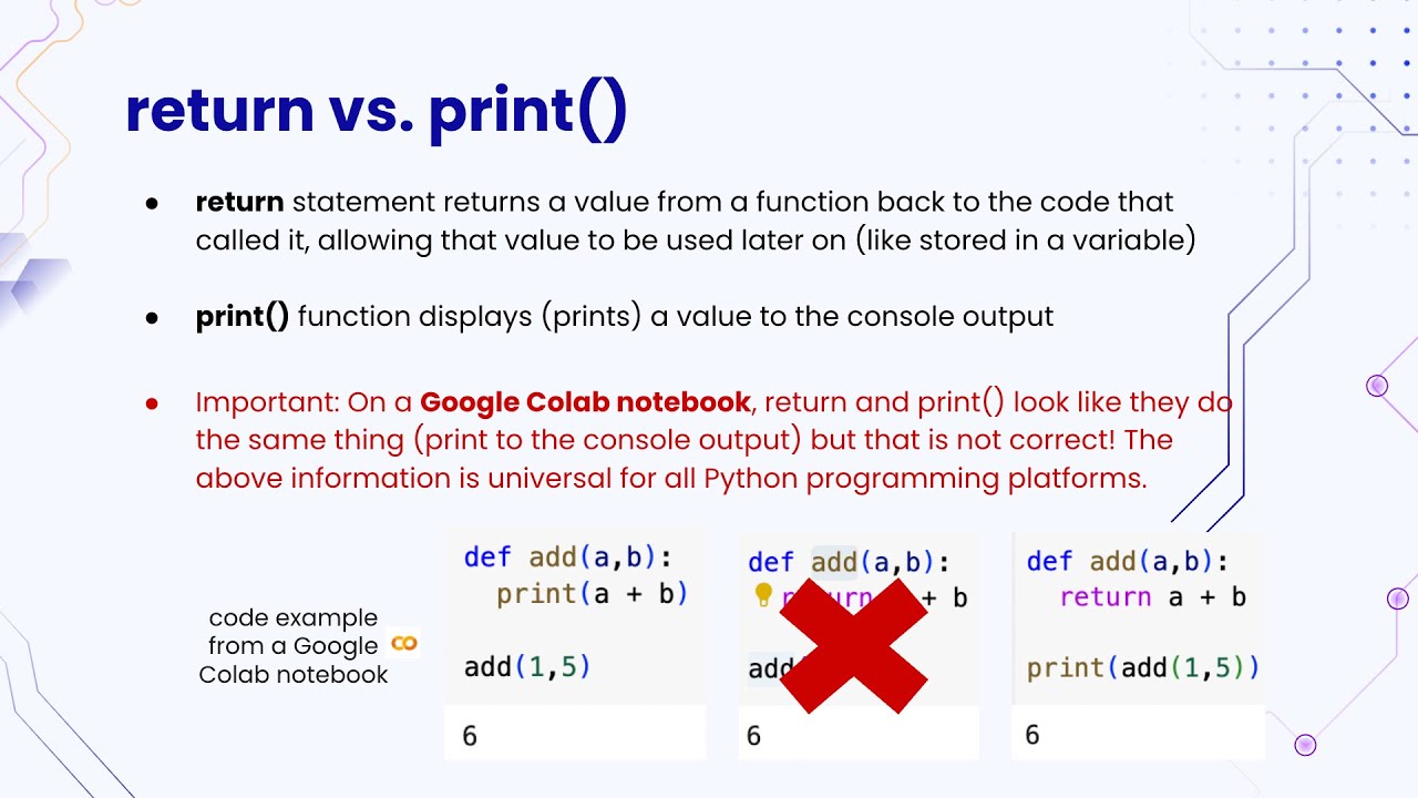 Python Concepts - return vs. print() - YouTube