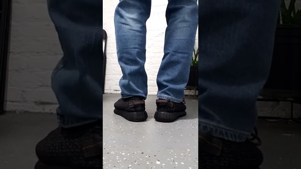 Adidas Yeezy Boost 350 V1 "Pirate Black" on feet... 