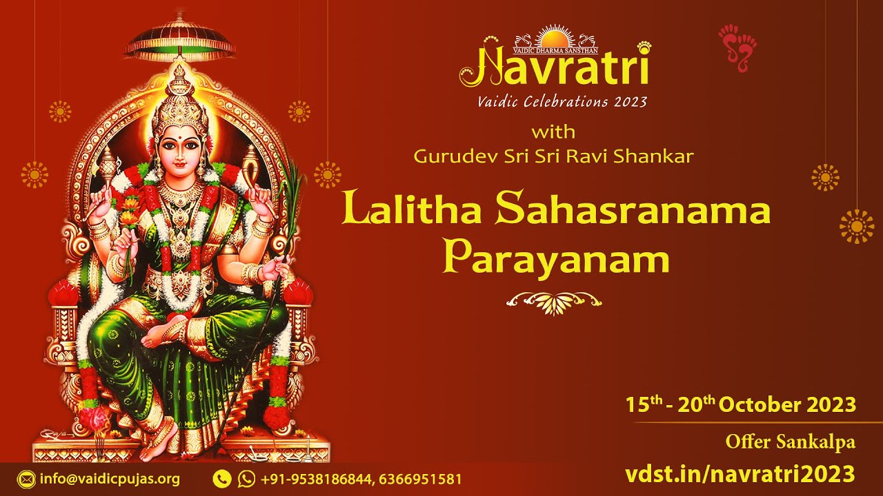 Navratri Day 1 - Lalitha Sahasranam Parayan | 15 Oct 2023 | Live From VDS Bangalore Ashram