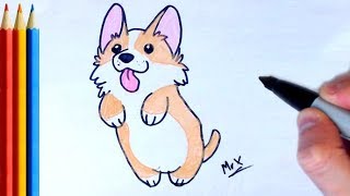 (fastversion) How to Draw Corgi Dog / Puppy  Step by Step Tutorial For Kids