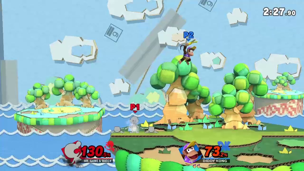 ssbu mr game and watch vs DIDDY  kong