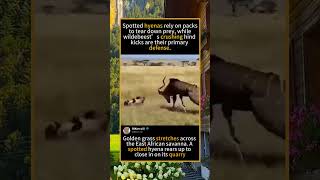 🐂 Never Underestimate Herbivores! Wildebeest Counterattacks Hyena#SpottedHyena #Wildebeest