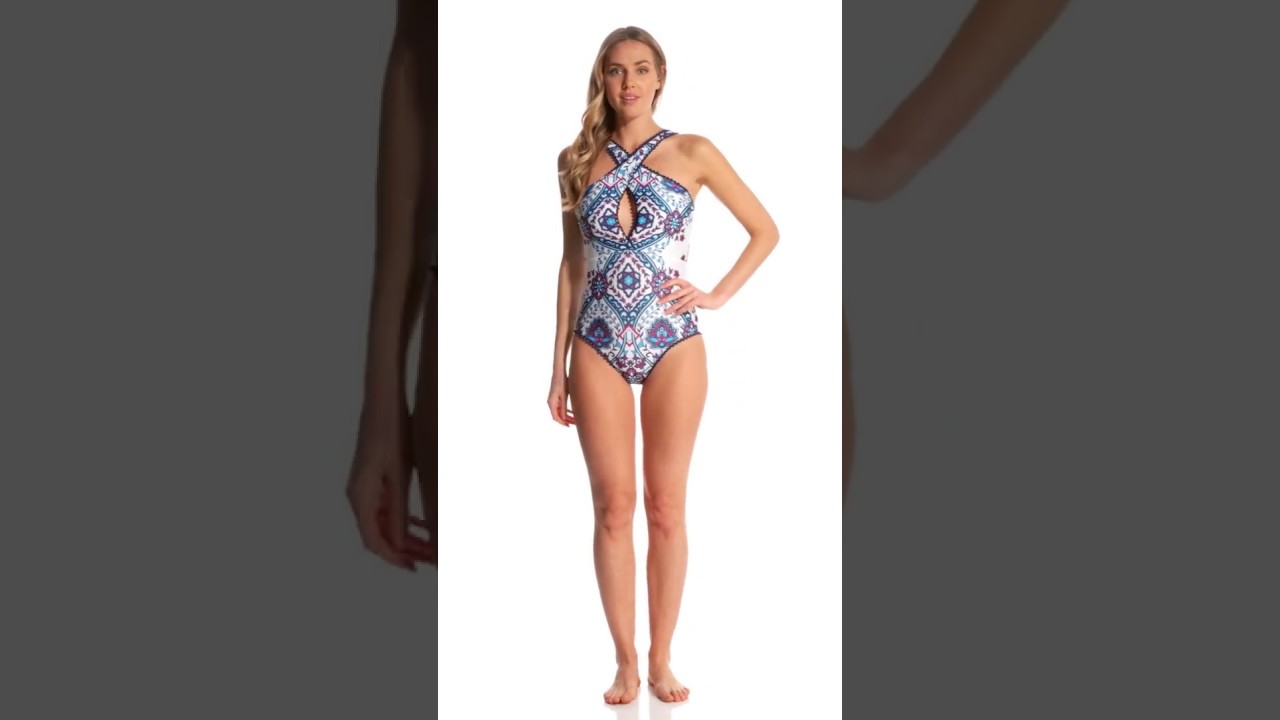 Becca Swim Inspired High Neck One Piece Swimsuit | SwimOutlet.com