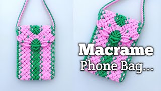 Macrame mini phone bag tutorial | Bolsa de macrame | how to make macrame mobile bag | macrame purse