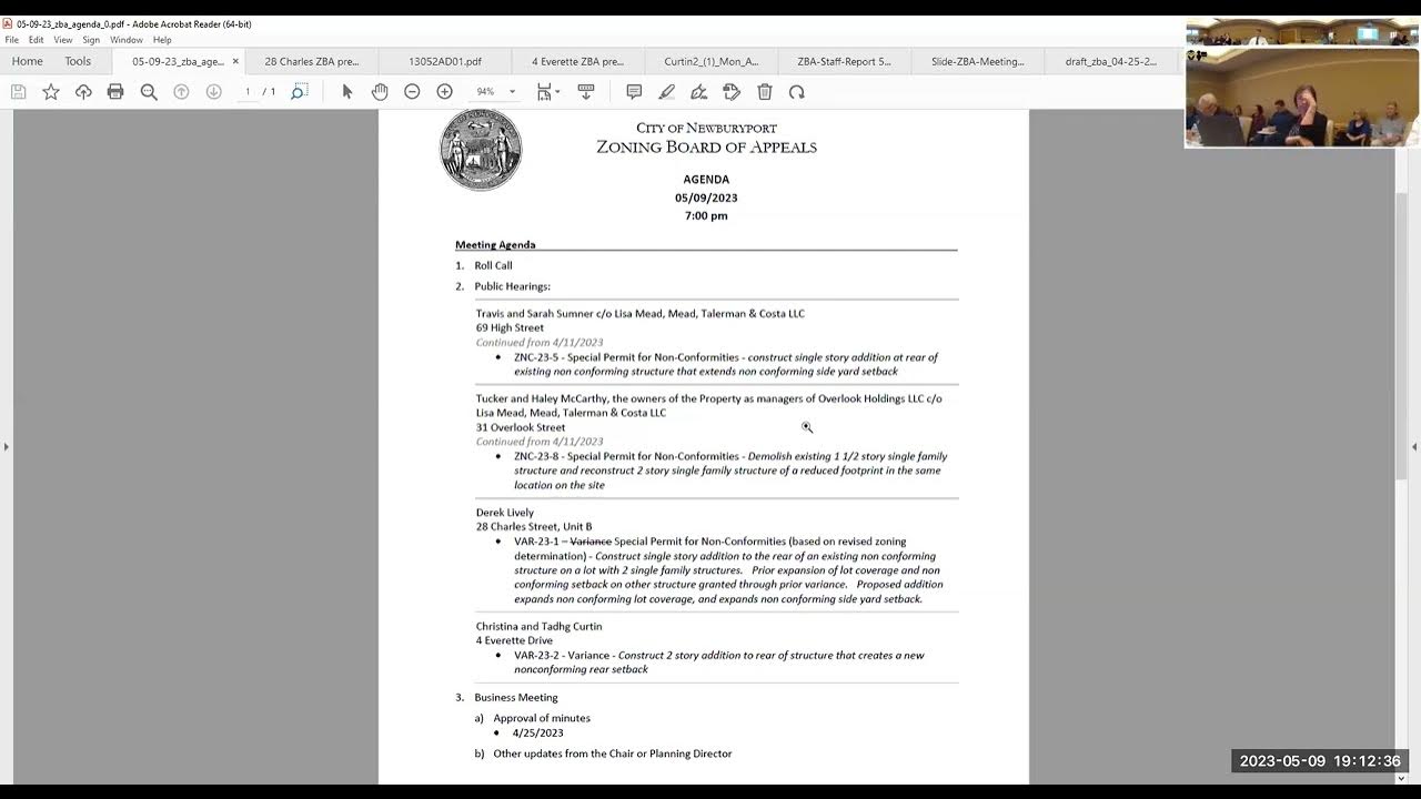 Newburyport Zoning Board of Appeals (5/9/2023) YouTube