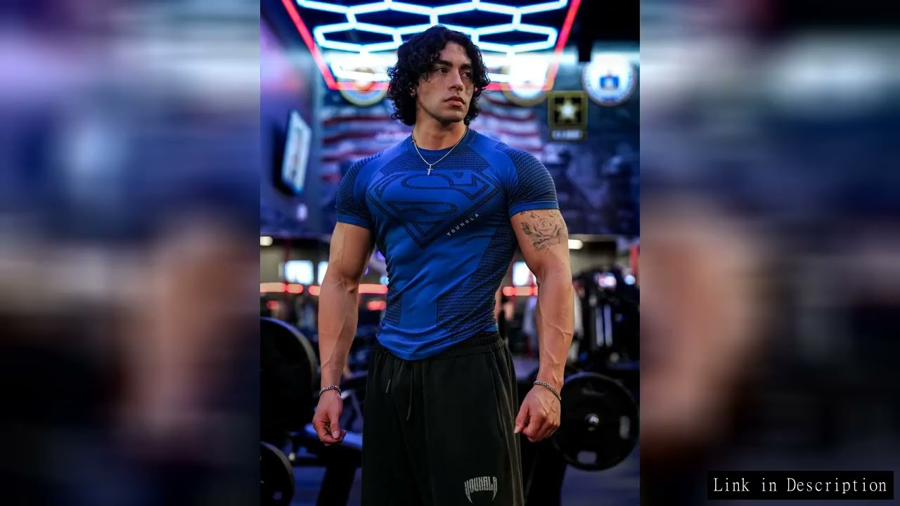 2025 Men's Fitness Compression T-shirt Tight Elastic Top Sports Cycling Fitness Clothes Superman Run