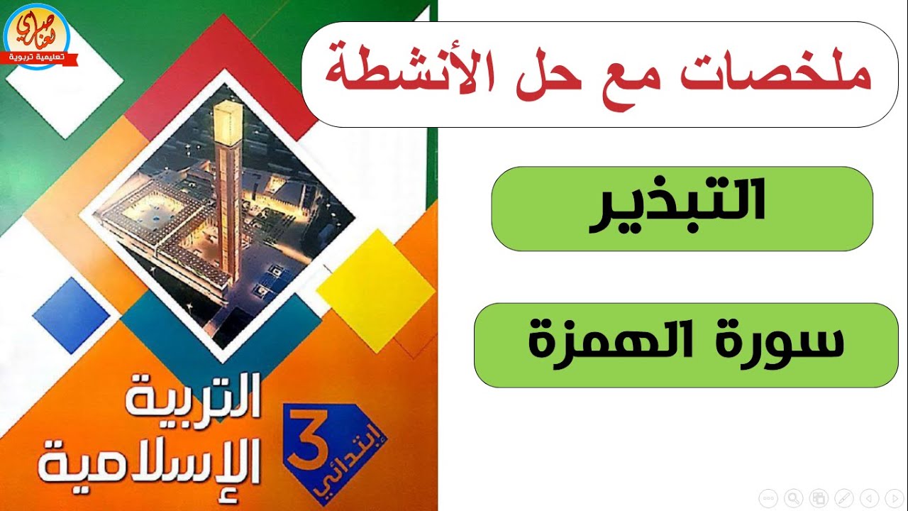 درس التبذير+ سورة الهمزة للسنة الثالثة ابتدائي