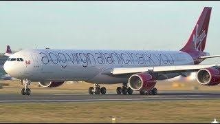 Ultra Fast Airbus A340-600 takeoff - 0 to VR  in 20 seconds! Virgin Atlantic - Manchester Airport