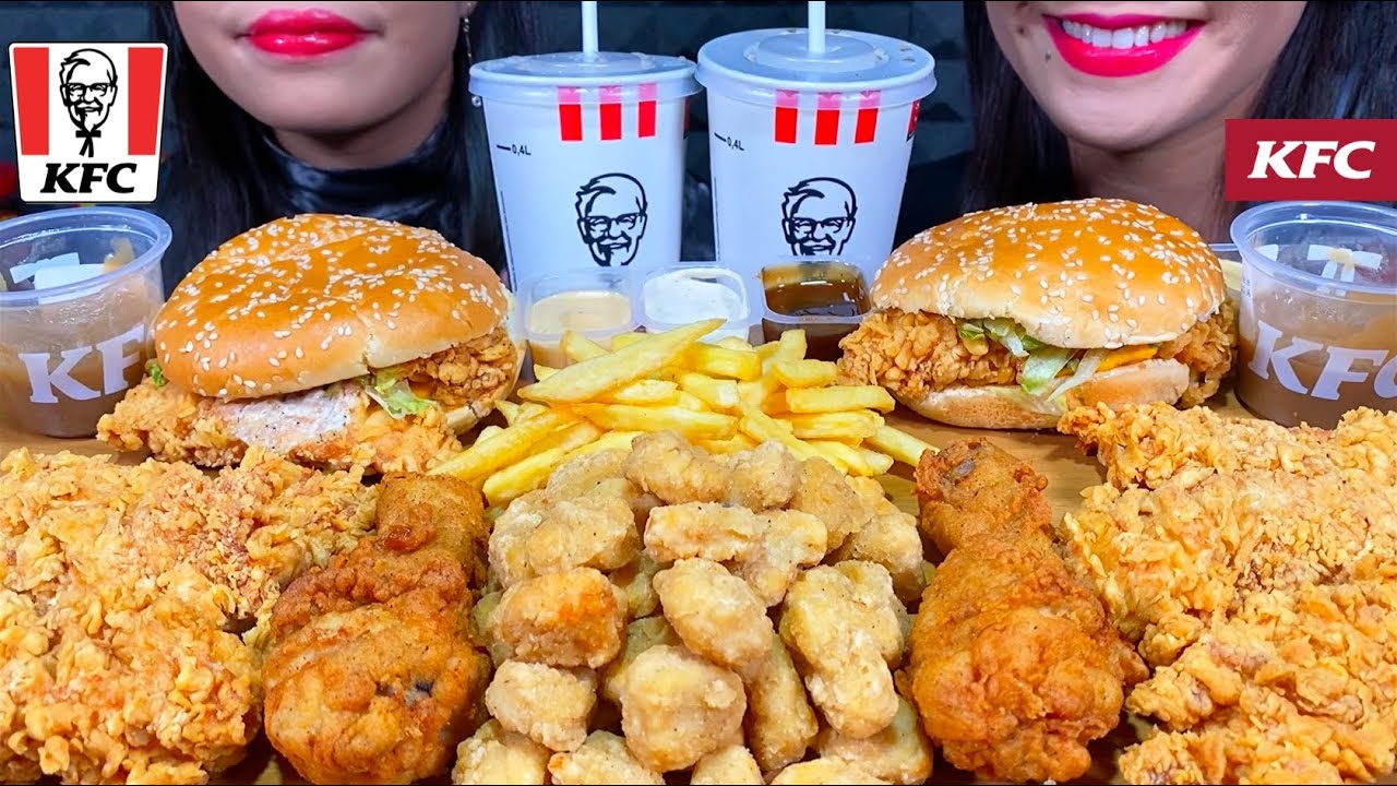 ASMR KFC FEAST! BURGERS, CHICKEN TENDERS, COB, POP CORN CHICKEN, FRIES