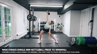 Wide Stance Single Arm Kettlebell Press to Windmill