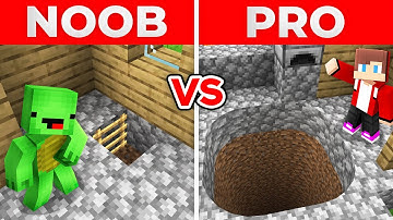 JJ And Mikey NOOB vs PRO Secret ROUND PIT under VILLAGE HOUSE in Minecraft Maizen