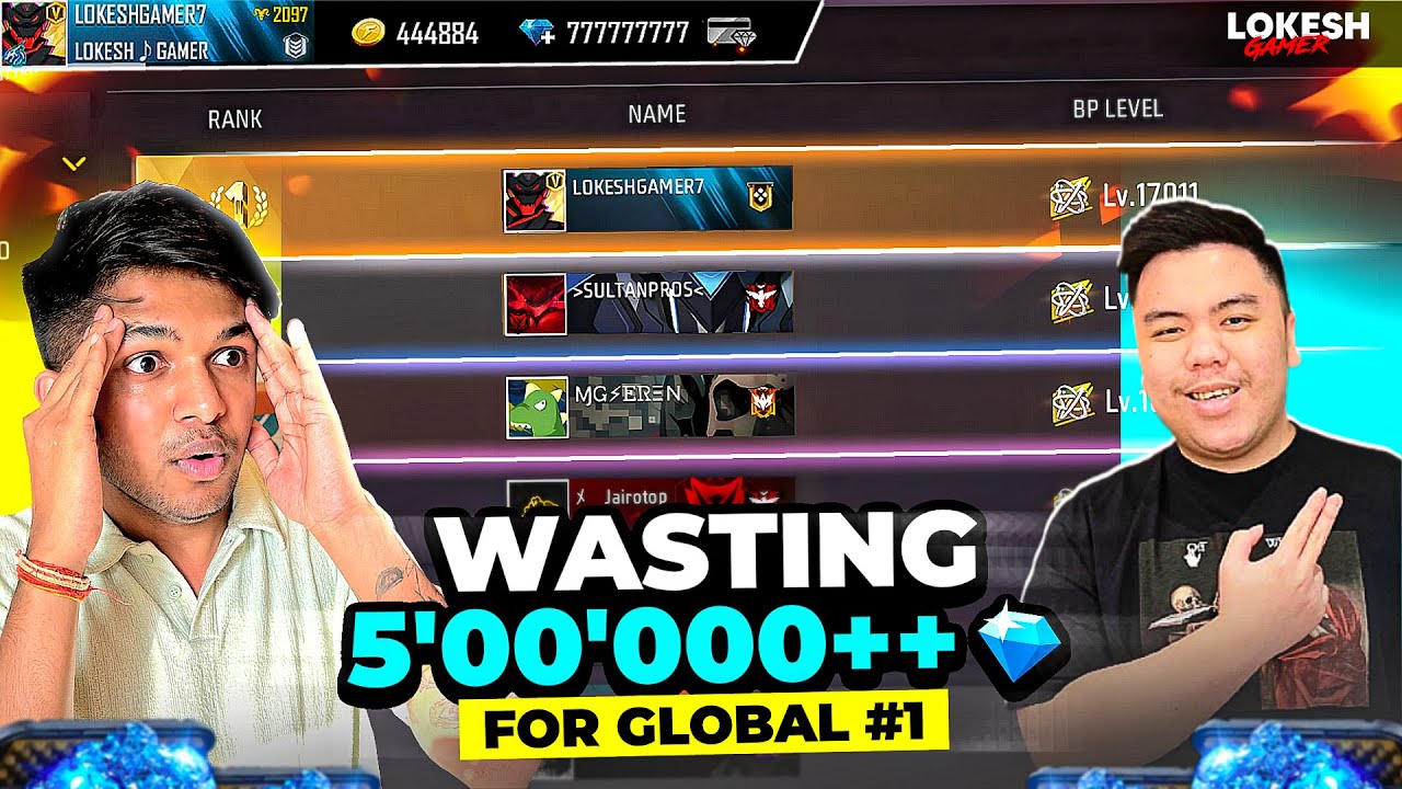 Wasting All Diamond Of Lokesh Gamer💎 Id Hack Prank Global Top 1