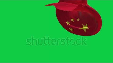 China flag ribbon transitions loop green screen 4k