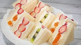 フルーツサンドラッピング【初めてでもマスカルポーネクリームで簡単にお店の味♪】Fruit Sandwiches